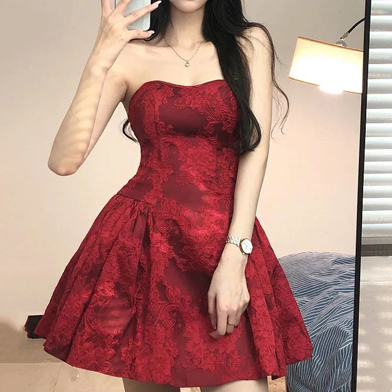 Beautiful lace pattern dress above the knee