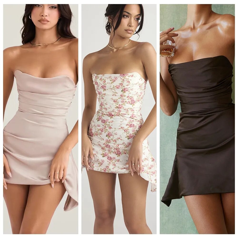 Sexy Corset Satin Silky Mini Dress