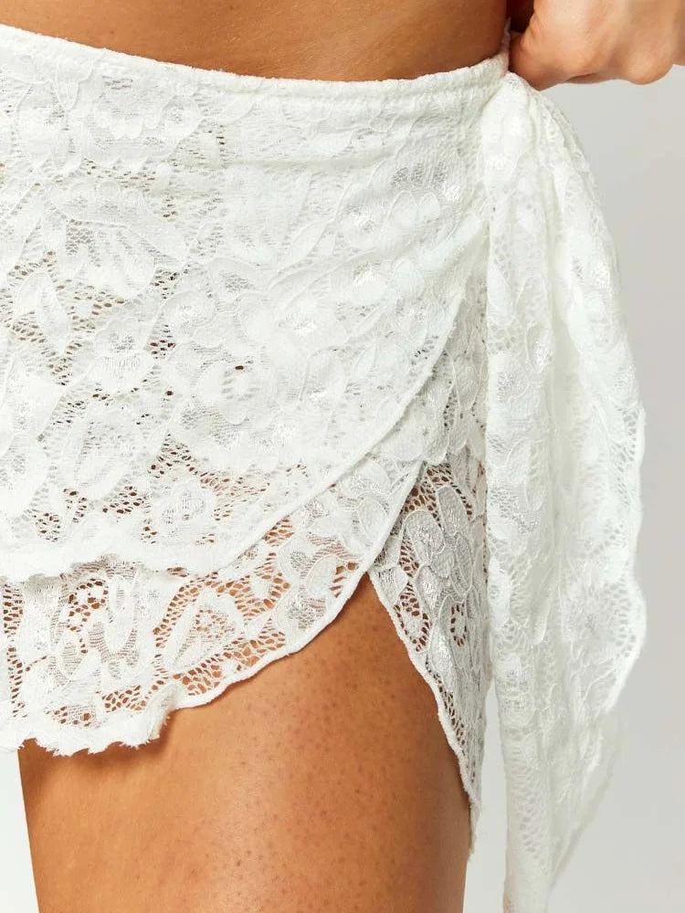 Summer Split Lace-up Mini Skirt