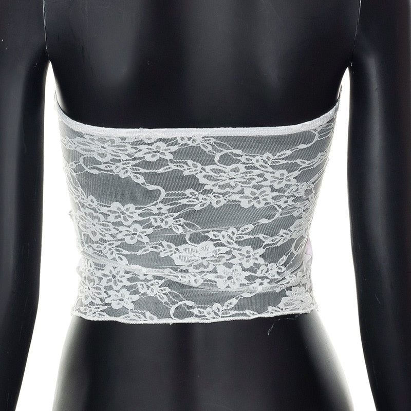 Fairycore Lace Tube Top Purple